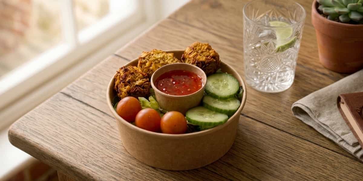 Onion Bhaji Salad with Sweet Chilli Sauce