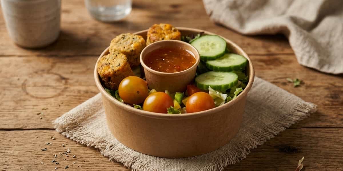 Sweet Potato Falafel Salad with Sweet Chilli Dressing